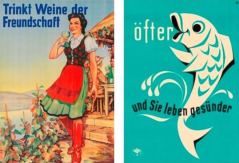 Links: Plakat, 1954; © Stadtgeschichtliches Museum Leipzig / Rechts: Plakat, 1960; © Stadtgeschichtliches Museum Leipzig
