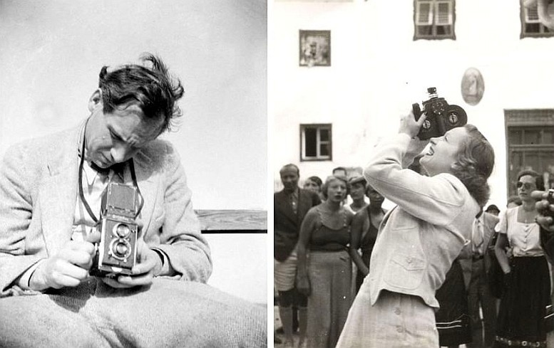 Links: Robert Haas, Selbstporträt mit Rolleiflex, Wien 1935 / Rechts: Robert Haas, Marlene Dietrich bei den Salzburger Festspielen, 1936/37 (Beide Abbildungen: © Wien Museum/Sammlung Robert Haas)