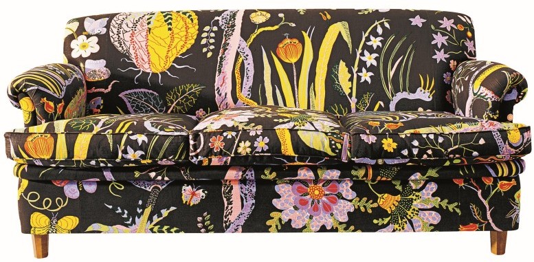 Sofa- und Stoff-Entwurf des in Baden bei Wien geborenen und 1933 nach Schweden emigrierten Josef Frank, 1940er Jahre (©Svenskt Tenn, Stockholm)