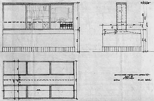 Planpause für die Vitrinen der Bugra nach einem Entwurf von Josef Hoffmann